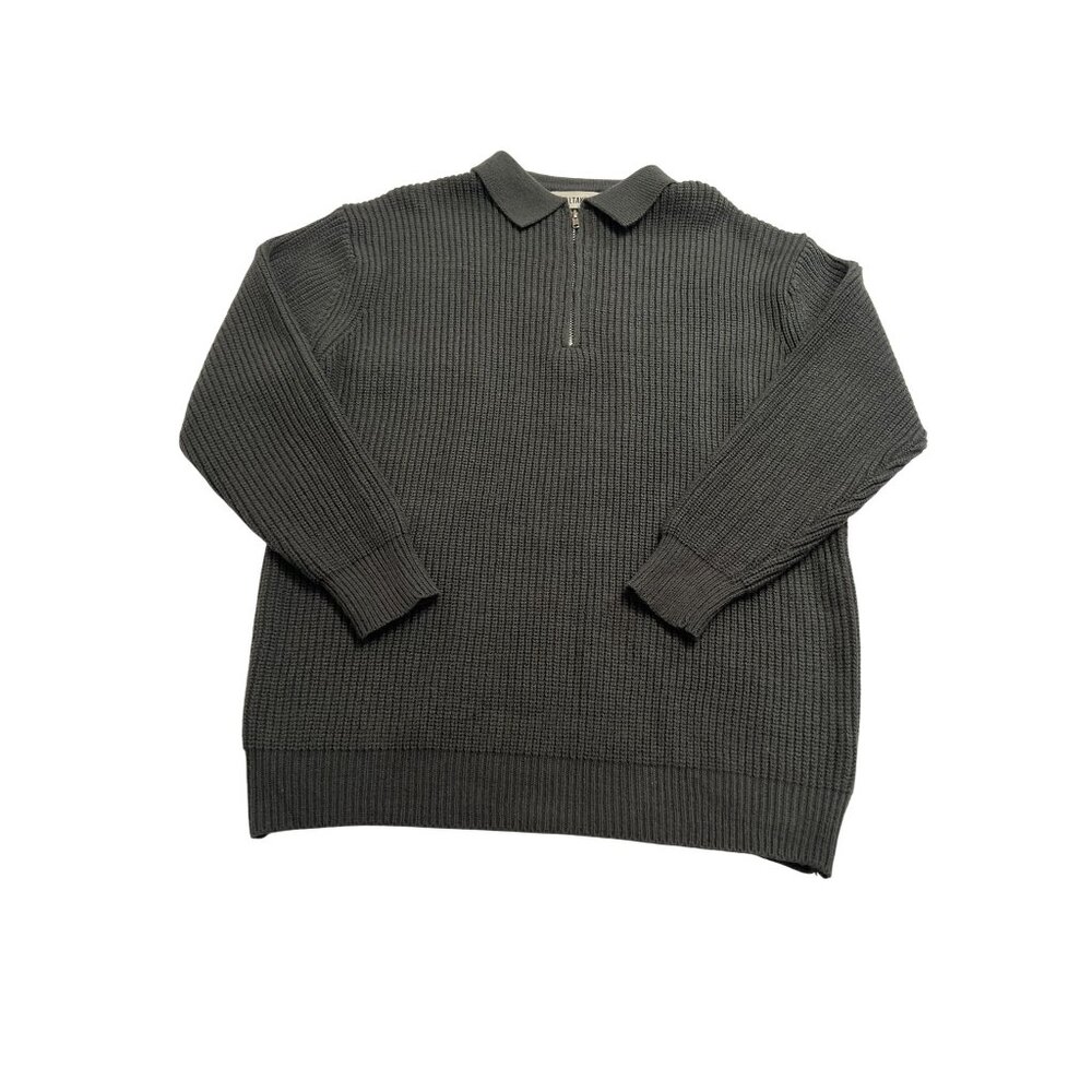 Realtakai Half Zip Collar Sweater in Dark Grey